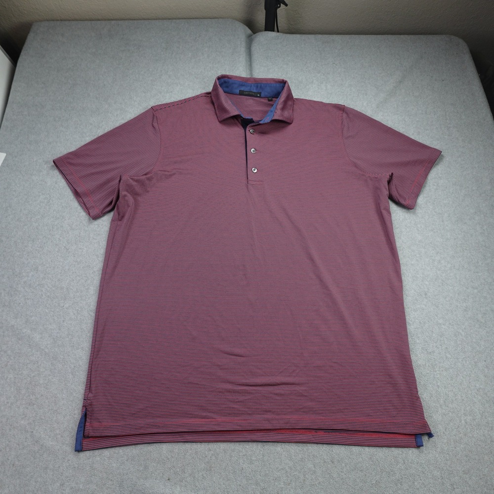 Greyson Polo Shirt Mens XL Multicolor Saranac Striped Short Sleeve Golf Stretch‎